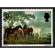 1967 Paintings 9d. ONE BROAD PHOSPHOR BAND. SG 749 var.