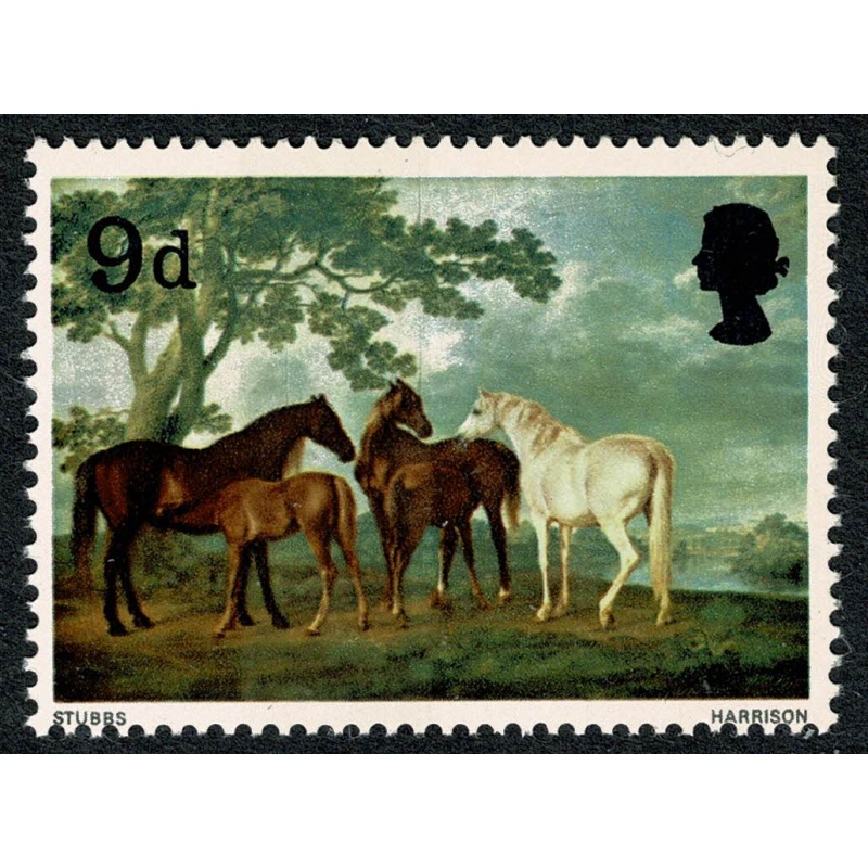 1967 Paintings 9d. ONE BROAD PHOSPHOR BAND. SG 749 var.