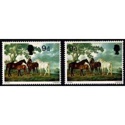 1967 Paintings 9d. SHIFT OF BLACK to right. SG 749 var