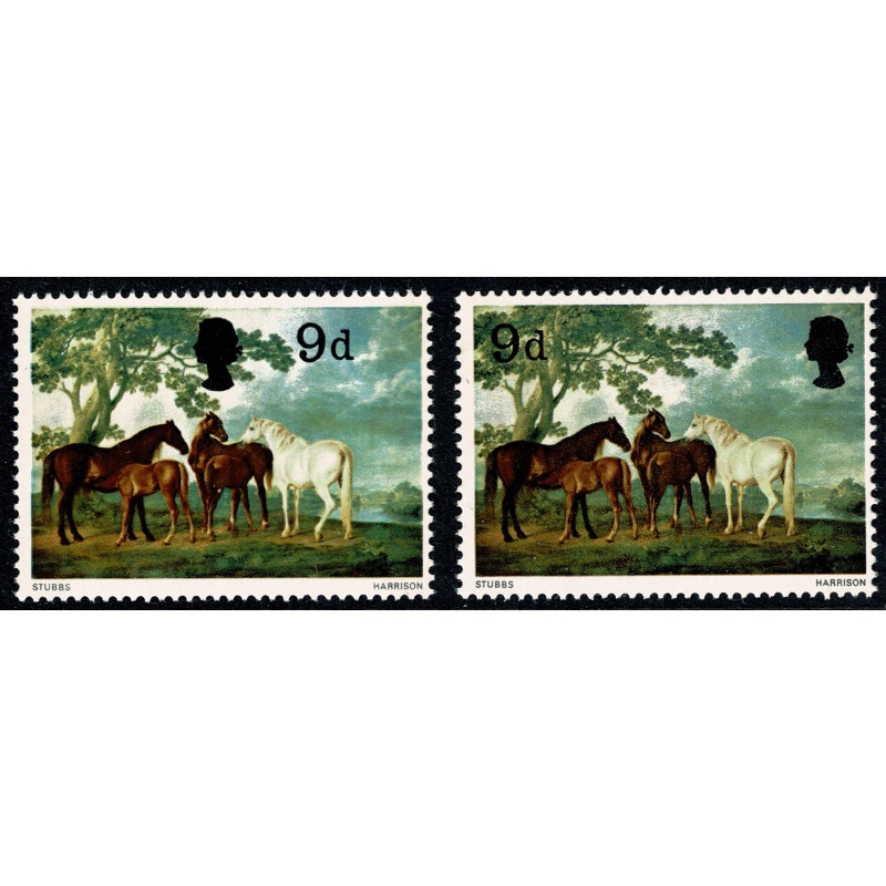 1967 Paintings 9d. SHIFT OF BLACK to right. SG 749 var