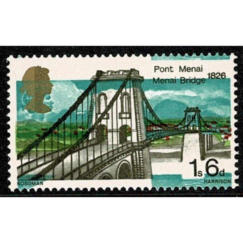 1968 Bridges 1/6. SHIFT OF TURQUOISE COLOUR. SG 765 var