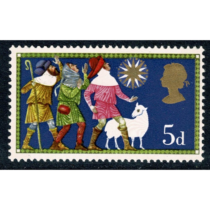 1969 Christmas 5d. MISSING LIGHT BLUE. SG 813a