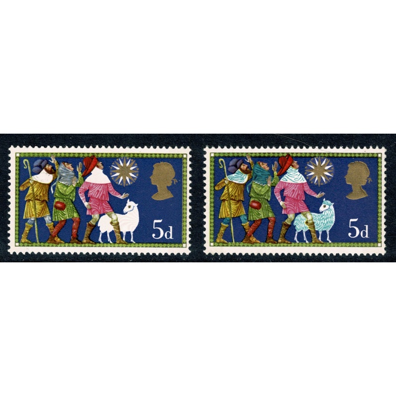 1969 Christmas 5d. MISSING LIGHT BLUE. SG 813a