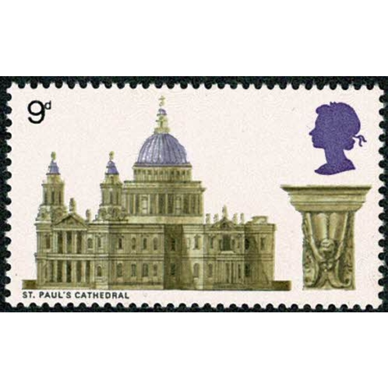 1969 Cathedrals 9d. MISSING PHOSPHOR. SG 800y