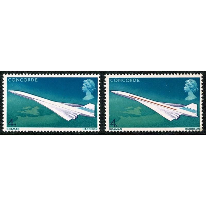 1969 Concorde 4d.  MISSING YELLOW-ORANGE & PHOSPHOR. SG 784ya