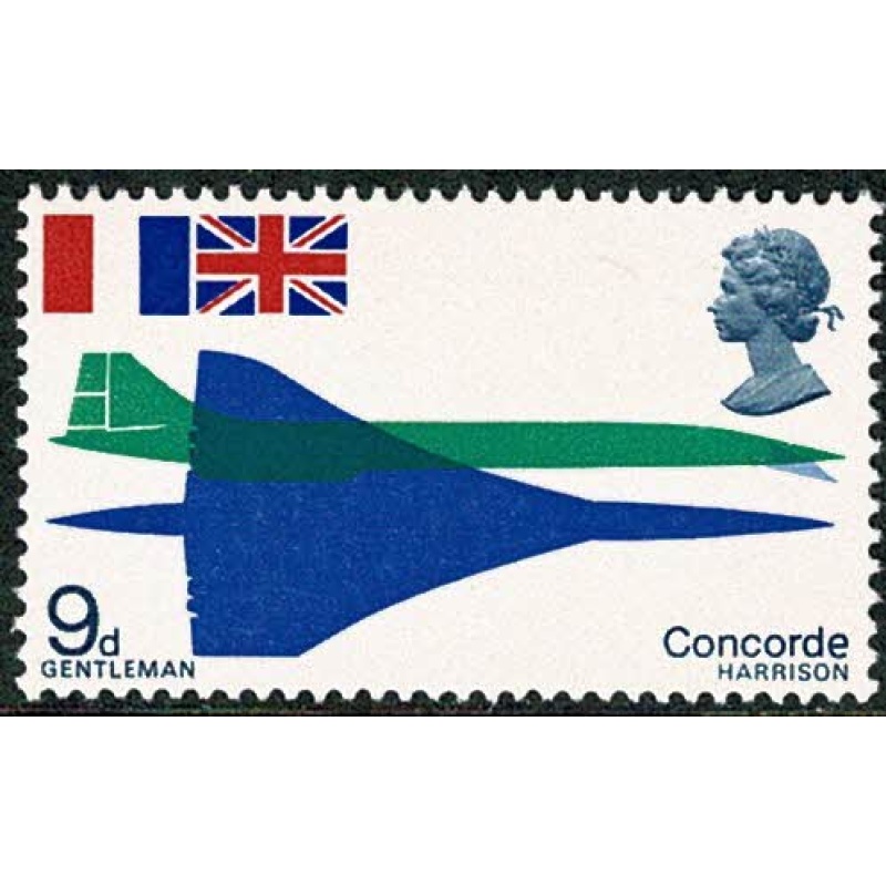 1969 Concorde 9d. MISSING PHOSPHOR. SG 785y