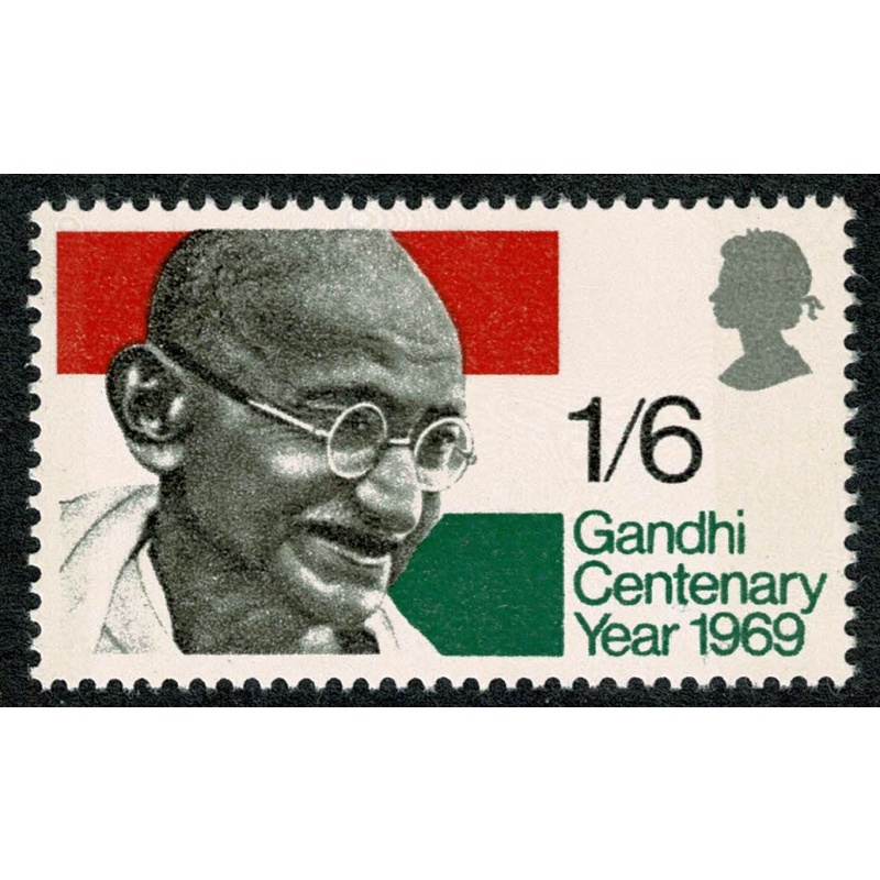 1969 Ghandi Centenary Year. 1/6 PRINTED ON GUMMED SIDE. SG 807b