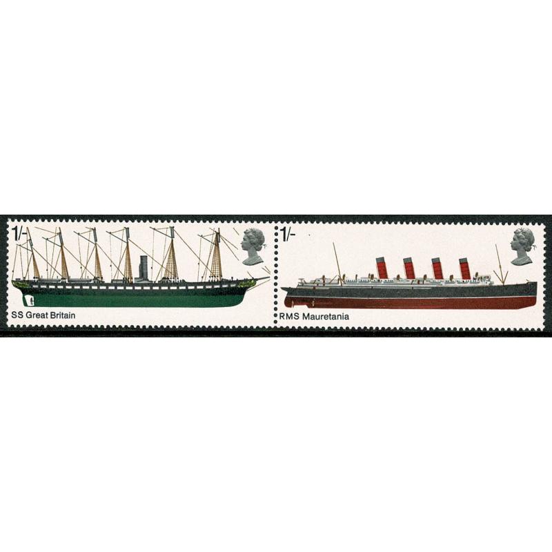 1969 Ships 1/- s/t pair. MISSING PHOSPHOR. SG 782/3y