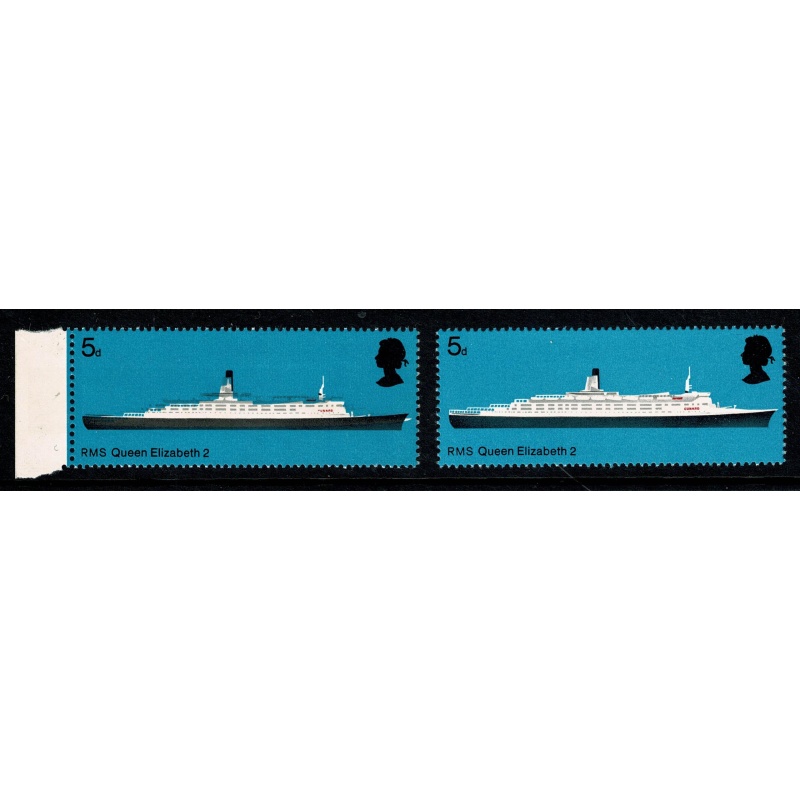 1969 Ships 5d.  SHIFT OF TURQUOISE. SG 778 var