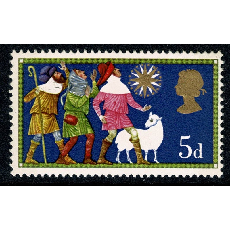 1969 Christmas 5d. MISSING LIGHT BLUE. SG 813a