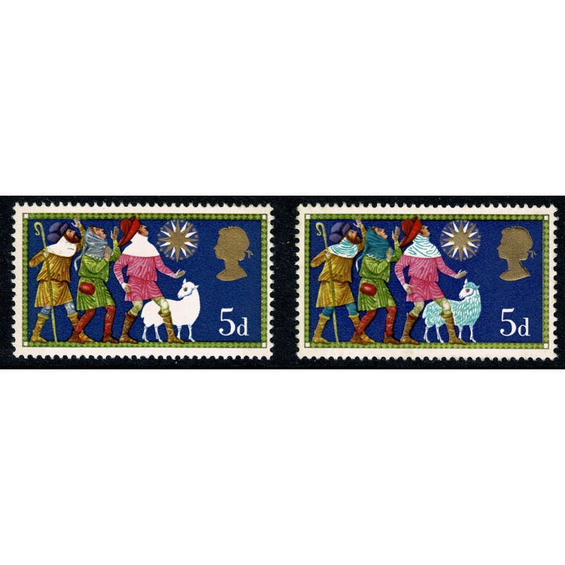 1969 Christmas 5d. MISSING LIGHT BLUE. SG 813a