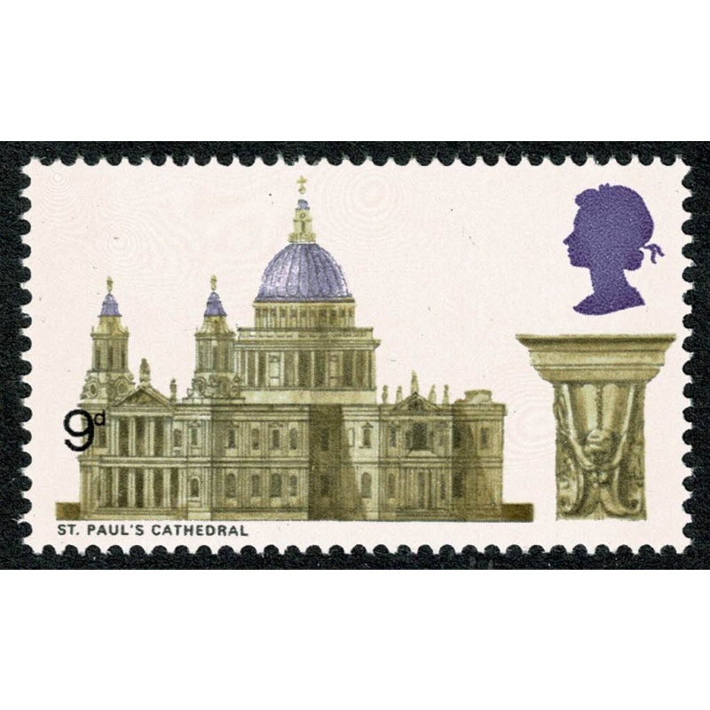 1969 Cathedrals 9d. SHIFT OF BLACK (value). SG 800 var.