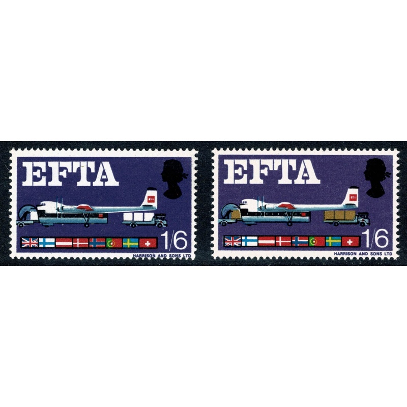 1967 EFTA 1/6 (ord). MISSING BROWN. SG 716c