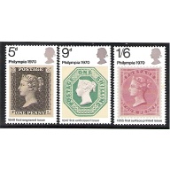 1970 Philympia. Set of 3 values MISSING PHOSPHOR. SG 835y-837y.