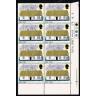 1970 Cottages. 1/6 Traffic light block of eight MISSING PHOSPHOR. SG 818y