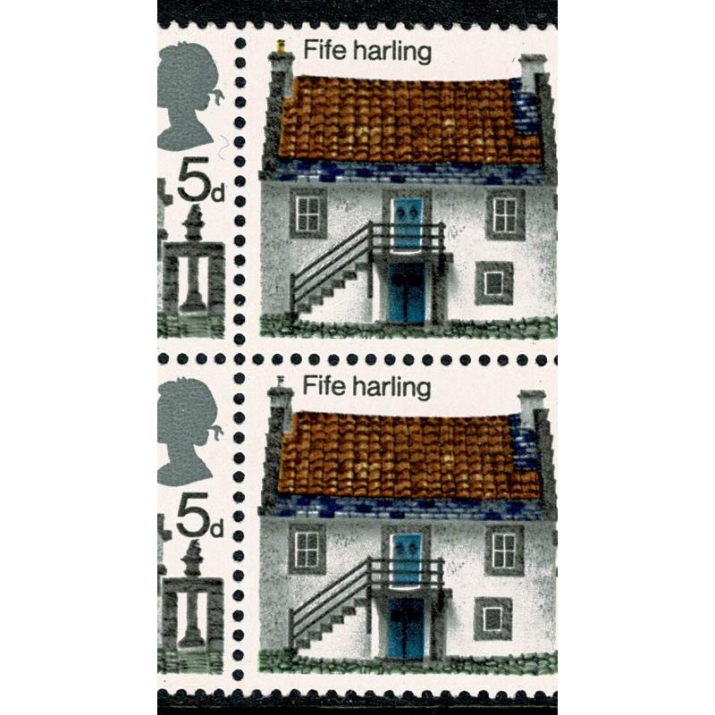 1970 Cottages 5d. MISSING PHOSPHOR with listed variety missing yellow to chimney at left SG Spec. W178b