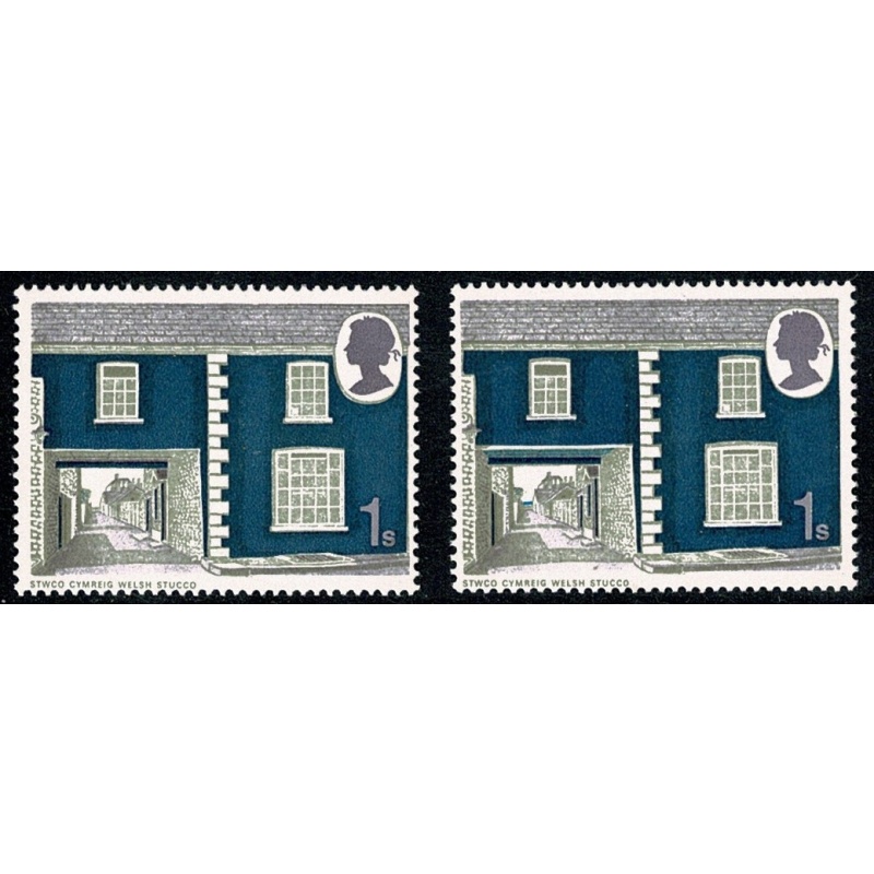 1970 Cottages 1/-. MISSING NEW BLUE. SG 817a