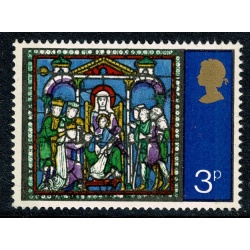 1971 Christmas 3p. MISSING EMBOSSING  plus VIOLET SHIFT DOWNWARDS. UM single. SG 895h var