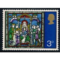 1971 Christmas 3p. MISSING EMBOSSING  plus VIOLET SHIFT DOWNWARDS. UM single. SG 895h var