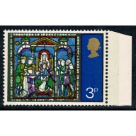 1971 Christmas 3p. MISSING EMBOSSING  plus VIOLET SHIFT DOWNWARDS. Marginal single. SG 895h var