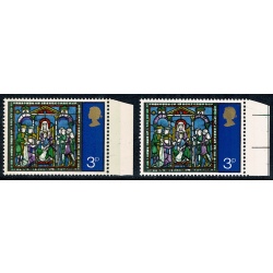 1971 Christmas 3p. MISSING EMBOSSING  plus VIOLET SHIFT DOWNWARDS. Marginal single. SG 895h var