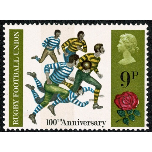 1971 General Anniversaries 9p. BROAD BAND 10-11 mm from left edge. SG 889e.