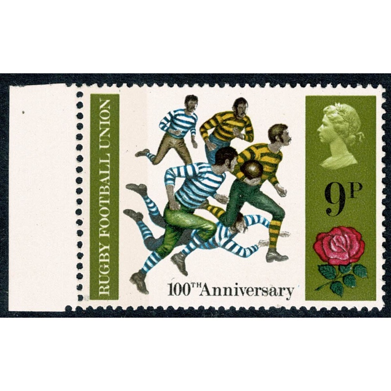 1971 General Anniversaries 9p. BROAD BAND  left side. Left marginal single. SG 889e.