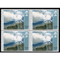 1971 "Ulster" Paintings 7½p. BROAD BAND 6mm from left edge. Block of 4. SG 882c.