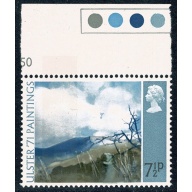 1971 "Ulster" Paintings 7½p. BROAD BAND 6mm from left edge. Upper marginal. SG 882c.