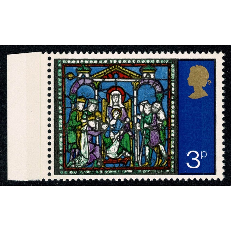 1971 Christmas 3p. MISSING EMBOSSING Marginal single. SG 895h