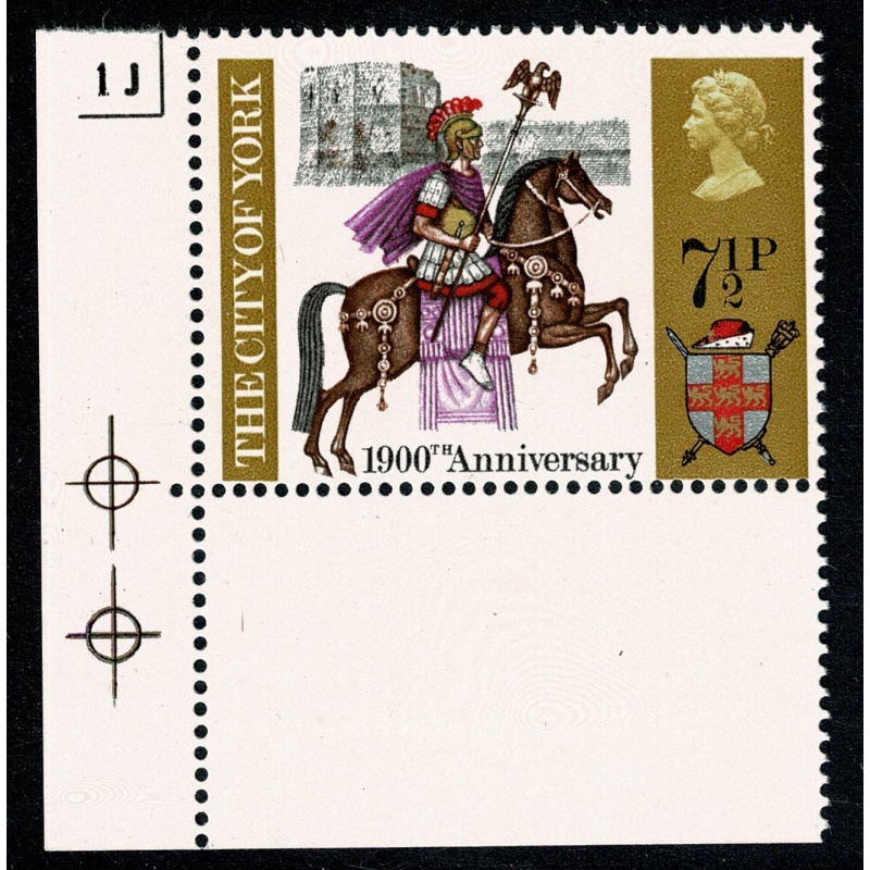 1971 General  Anniversaries 7½p MISSING PHOSPHOR.  Cylinder single. SG 888y