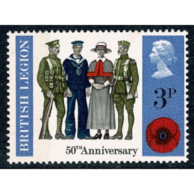 1971 General Anniversaries 3p. BROAD BAND LEFT. SG 889f.