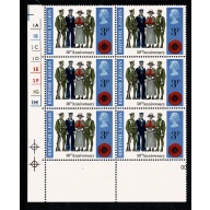 1971 General  Anniversaries 3p MISSING PHOSPHOR. Cylinder block of six. SG 887y