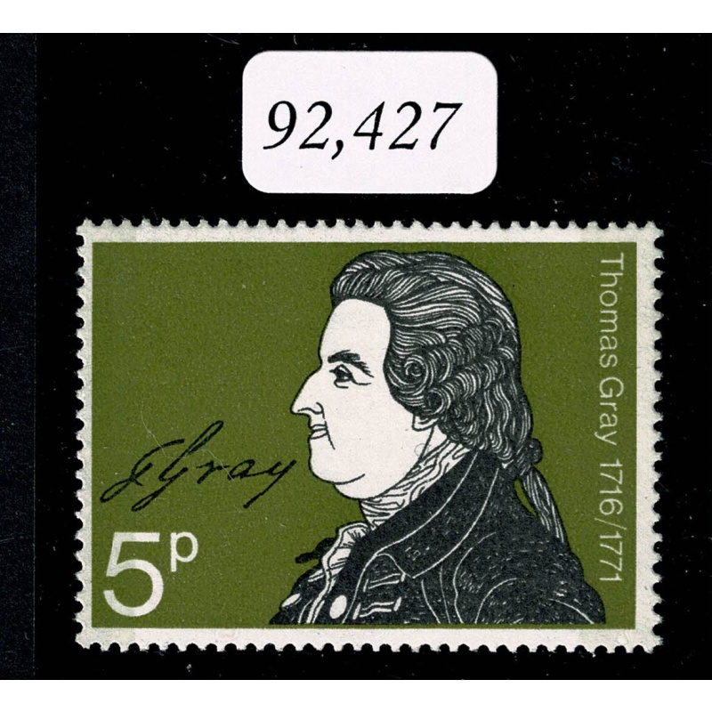 1971 Literary Anniversaries 5p. Error MISSING GOLD. SG 885a. With BPA Certificate.