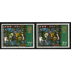 1971 Chistmas 7½p. SHIFT OF EMERALD GREEN. SG 896 var