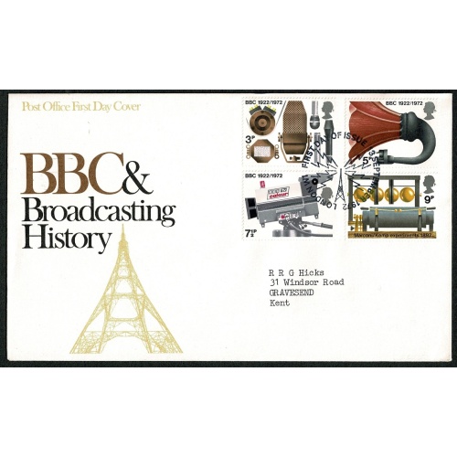 1972 BBC 9p. MISSING PHOSPHOR on FDC. SG 912y