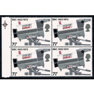 1972 BBC 7½p. BROAD BAND. Marginal block of four.  SG 911c.