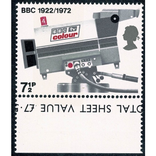 1972 BBC 7½p. BROAD BAND.  Lower marginal single. SG 911c.