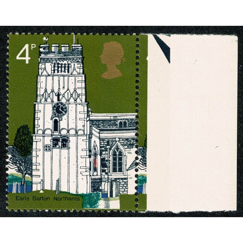 1972 Churches 4p. MISSING EMBOSSING. Marginal single. SG 905c