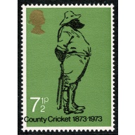 1973 Cricket  7½p MISSING  ALL OVER PHOSPHOR plus BLACK SHIFT. SG 929 var