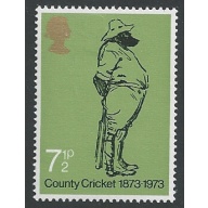 1973 Cricket  7½p MISSING  ALL OVER PHOSPHOR plus EMBOSSING SHIFT. SG 929 var