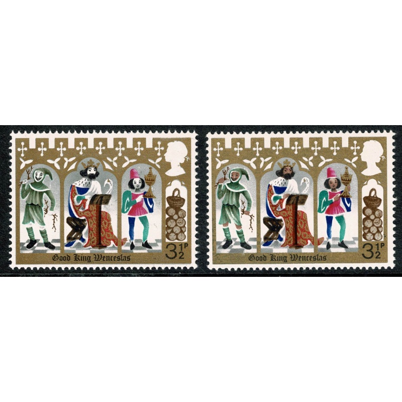 1973 Christmas 3½p (PVAD gum) MISSING SALMON PINK. SG 948c.