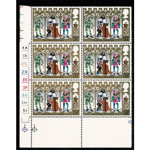 1973 Christmas 3½p (PVA gum). Cylinder block.  MISSING  ALL OVER PHOSPHOR. SG 948 var