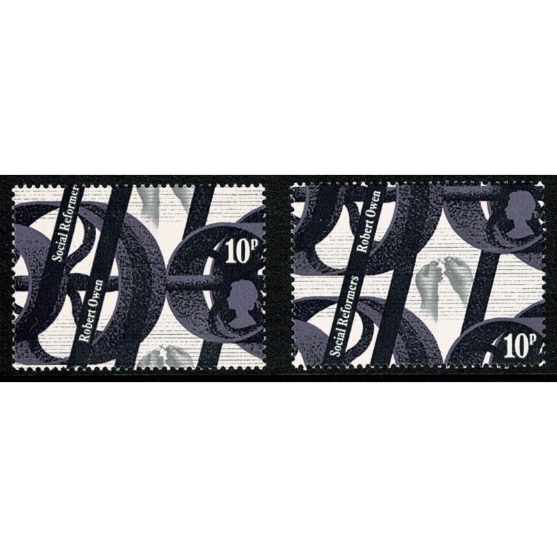 1976 Reformers 10p. SHIFT OF HORIZONTAL PERFORATIONS. SG 1002 var