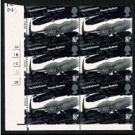 1976 Reformers 8½p. SHIFT OF GREY BLACK ("moving hands").  Cylinder block. SG 1001 var