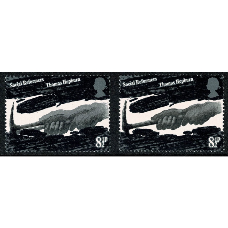 1976 Reformers 8½p. SHIFT OF GREY BLACK ("moving hands"). SG 1001 var