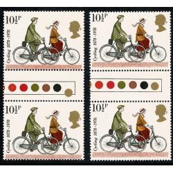1978 Cycling 10½p. GOLD SHIFT traffic light pair. SG 1068 var.