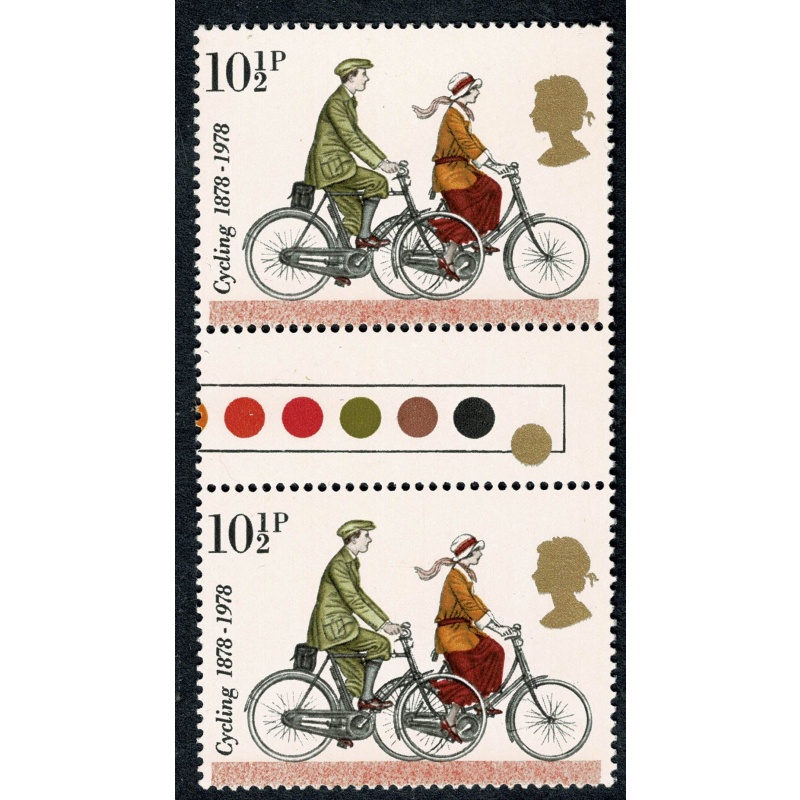1978 Cycling 10½p. GOLD SHIFT traffic gutter light pair. SG 1068 var.