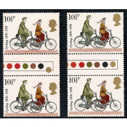1978 Cycling 10½p. GOLD SHIFT traffic gutter light pair. SG 1068 var.