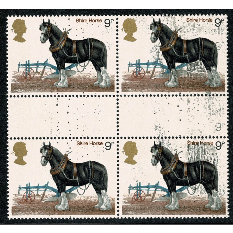 1978 Horses 9p. "Transfer Print" Error. SG 1063 var